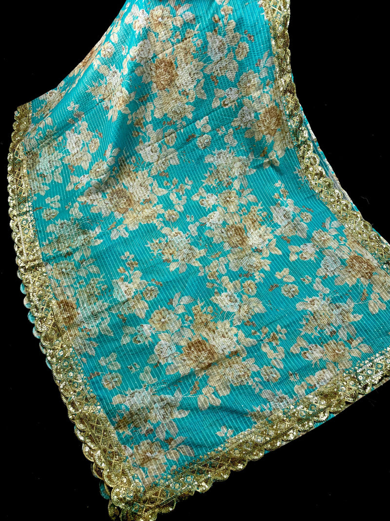 Sky Blue Color Organza Silk saree — Kaash Collection