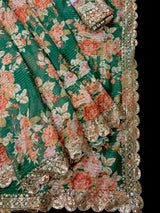Green Organza Silk saree — Kaash Collection