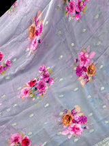 Grey (Dolphin Blue), Grey Family Color Chiffon Silk saree — Kaash Collection