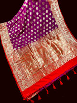Purple with Red Banarasi Silk saree — Kaash Collection