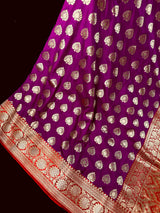 Purple with Red Banarasi Silk saree — Kaash Collection