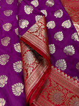 Purple with Red Banarasi Silk saree — Kaash Collection