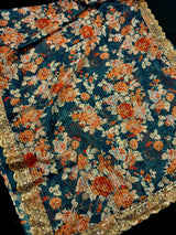 Teal Blue Organza Silk saree — Kaash Collection