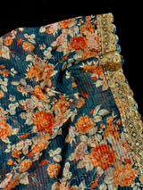 Teal Blue Organza Silk saree — Kaash Collection