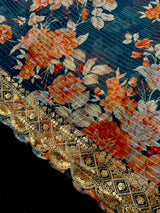 Teal Blue Organza Silk saree — Kaash Collection