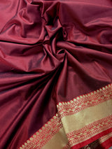 Wine and Red Banarasi Silk saree — Kaash Collection