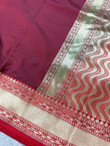 Wine and Red Banarasi Silk saree — Kaash Collection