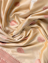 Beige and Hot Pink Banarasi Silk saree — Kaash Collection