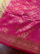 Beige and Hot Pink Banarasi Silk saree — Kaash Collection