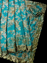 Sky Blue Color Organza Silk saree — Kaash Collection