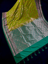 Mehandi Green/ Heena Green and Bottle Green Mashru Silk saree — Kaash Collection