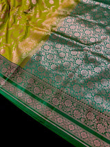 Mehandi Green/ Heena Green and Bottle Green Mashru Silk saree — Kaash Collection
