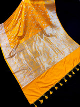 Mango Yellow Color Mashru Silk saree — Kaash Collection