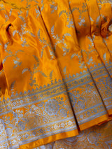 Mango Yellow Color Mashru Silk saree — Kaash Collection