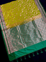 Mehandi Green/ Heena Green and Bottle Green Mashru Silk saree — Kaash Collection