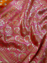 Bright Fanta Orange Orange with Pink Banarasi Silk saree — Kaash Collection