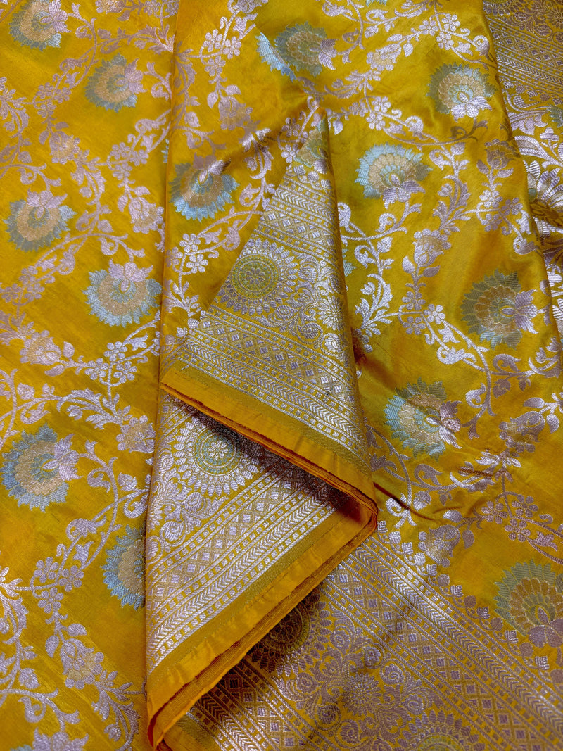 Yellow Color Pure Katan Silk saree — Kaash Collection