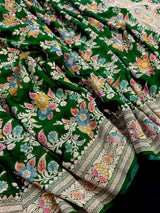 Green Color Khaddi Georgette Silk saree — Kaash Collection