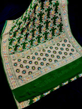 Green Color Khaddi Georgette Silk saree — Kaash Collection