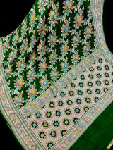 Green Color Khaddi Georgette Silk saree — Kaash Collection