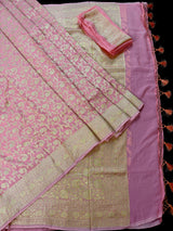 Baby Pink Khaddi Georgette Silk saree — Kaash Collection
