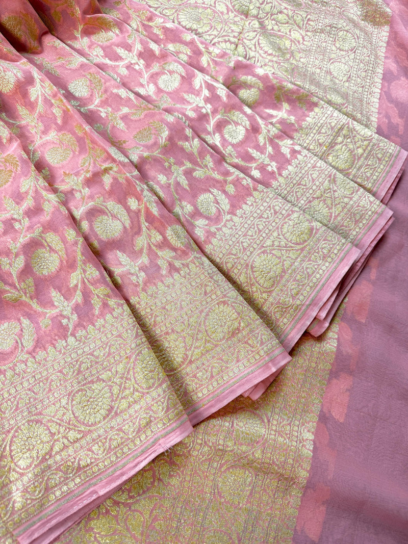 Baby Pink Khaddi Georgette Silk saree — Kaash Collection