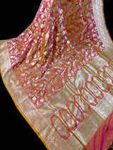Peach with dual tone Pink Pure Katan Silk saree — Kaash Collection