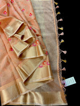 Peach Kota Doria saree — Kaash Collection