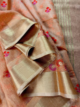 Peach Kota Doria saree — Kaash Collection