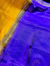 Yellow and Purple Pure Kanjivaram Silk saree — Kaash Collection