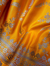 Mango Yellow Color Mashru Silk saree — Kaash Collection