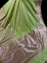 Pista Green Banarasi Silk saree — Kaash Collection
