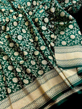 Green Color Khaddi Georgette Silk saree — Kaash Collection