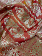 Peach with dual tone Pink Pure Katan Silk saree — Kaash Collection
