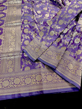 Lavender Color Pure Katan Silk saree — Kaash Collection