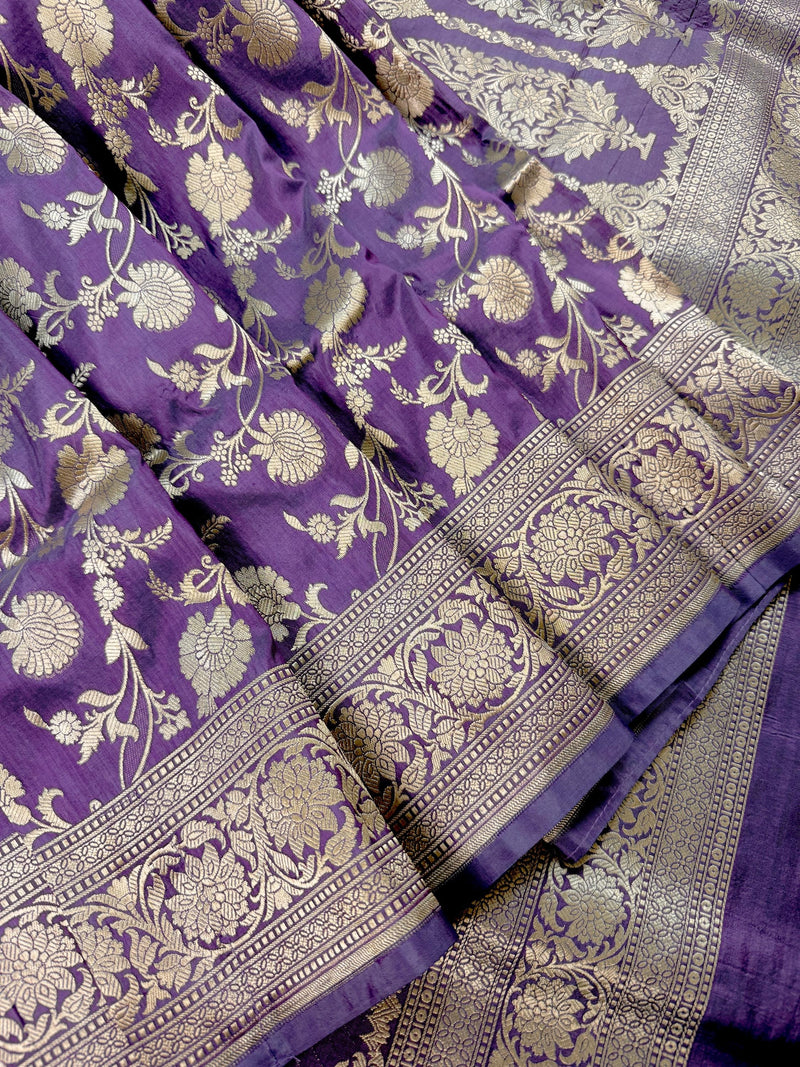 Lavender Color Pure Katan Silk saree — Kaash Collection