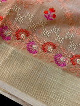 Peach Kota Doria saree — Kaash Collection