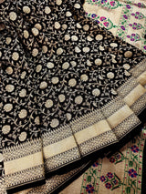 Black Color Khaddi Georgette Silk saree — Kaash Collection