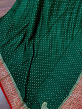 Green and Red Pure Crepe Silk saree — Kaash Collection
