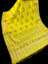 Lemon Pure Dupion Silk saree — Kaash Collection
