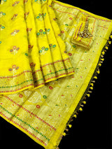 Lemon Pure Dupion Silk saree — Kaash Collection