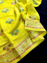 Lemon Pure Dupion Silk saree — Kaash Collection