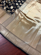 Black Banarasi Silk saree with Handloom — Kaash Collection