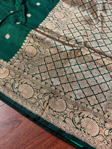 Bottle Green Color Pure Katan Silk saree — Kaash Collection