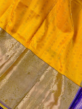 Yellow and Purple Pure Kanjivaram Silk saree — Kaash Collection
