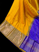 Yellow and Purple Pure Kanjivaram Silk saree — Kaash Collection