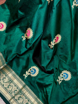 Bottle Green Pure Katan Silk saree — Kaash Collection