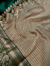 Bottle Green Pure Katan Silk saree — Kaash Collection