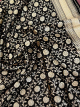 Black Color Khaddi Georgette Silk saree — Kaash Collection
