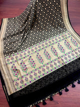 Black Color Khaddi Georgette Silk saree — Kaash Collection